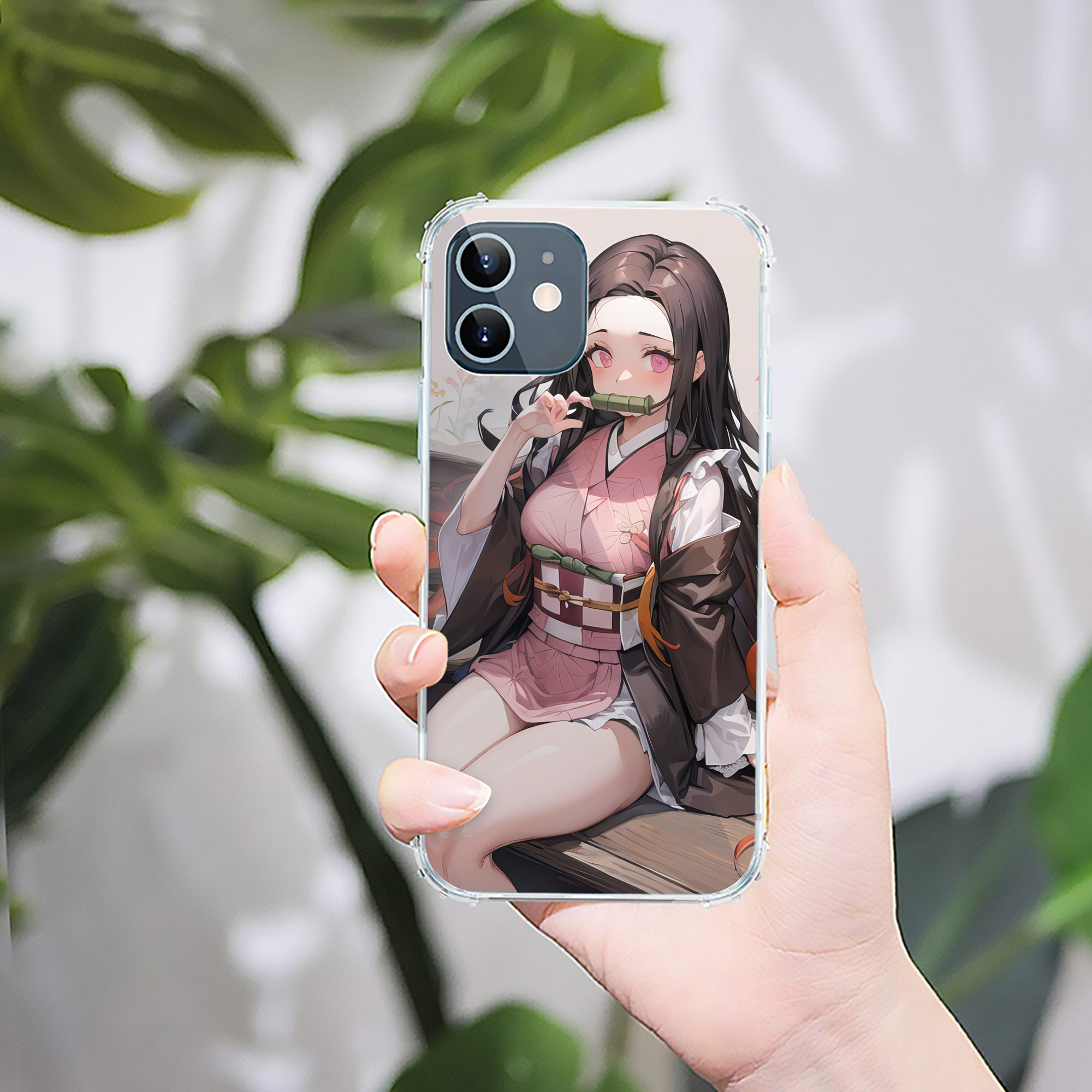 （画像用） 鬼滅の刃（きめつのやいば）竈門 禰󠄀豆子／かまど ねずこ Kamado Nezuko 【iPhone 12シリーズ対応】透明スマホケース（クリアソフトケース）